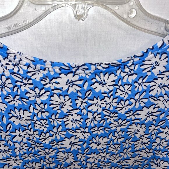 Lilly Pulitzer Womens Activewear Blouse Size Large Blue Floral Athleisure - Picture 9 of 12